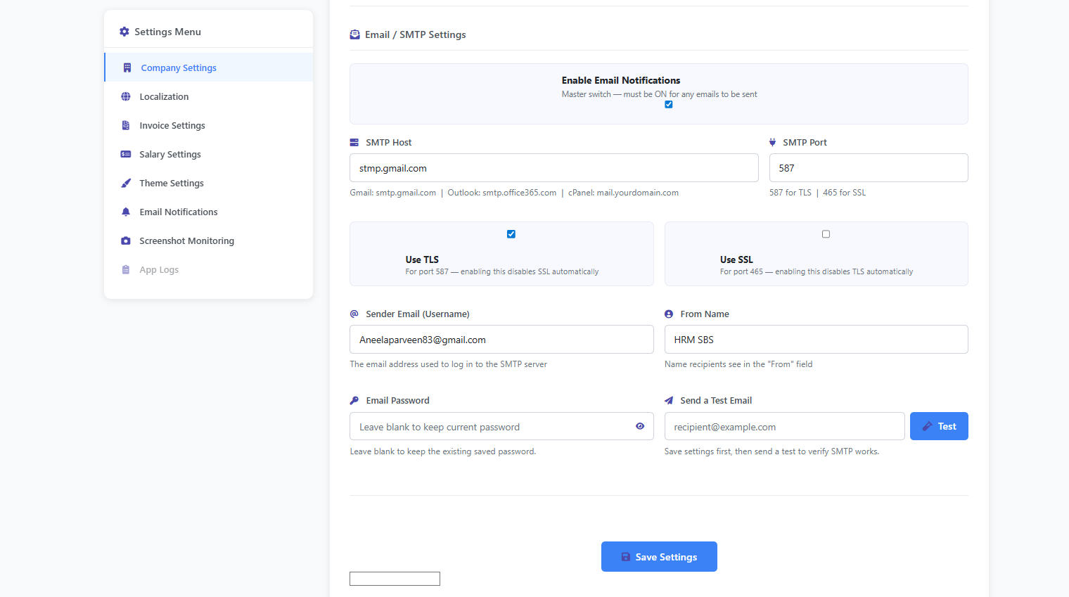 Email notifications